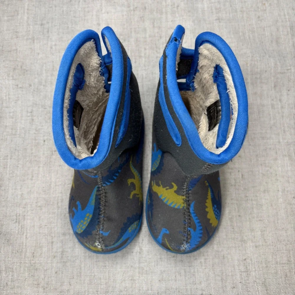 Bogs Baby Dinosaur Waterproof Insulated Snow Boots Blue Black Toddler Size 5